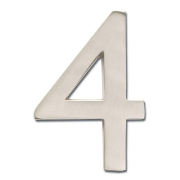 Perfectpatio Solid Cast Brass 5 in. Satin Nickel Floating House Number 4 PE2522228